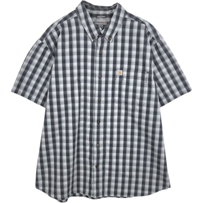 古着 カーハート Carhartt RELAXED FIT チェック柄 ボタンダウン 半袖 ワークシャツ メンズXXL相当/eaa653030