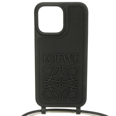 LOEWE ロエベ iPhone 14 Pro Max ケース ストラップ ロゴ アナグラム ラバー ブラック スマホケース C987R22X01
