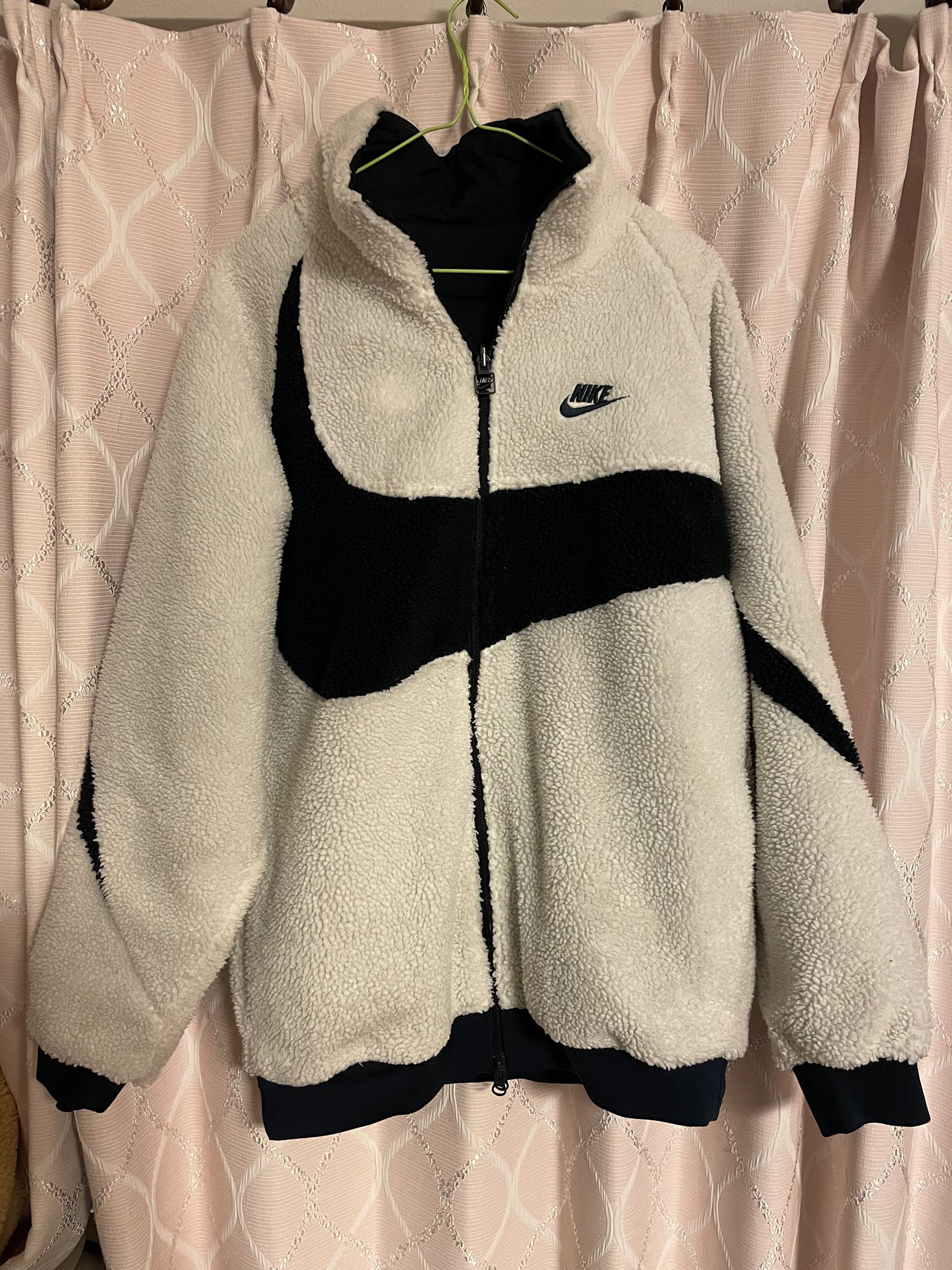 Nike Big Swoosh Reversible Boa Jacket "Sail/Dark Obsidian"