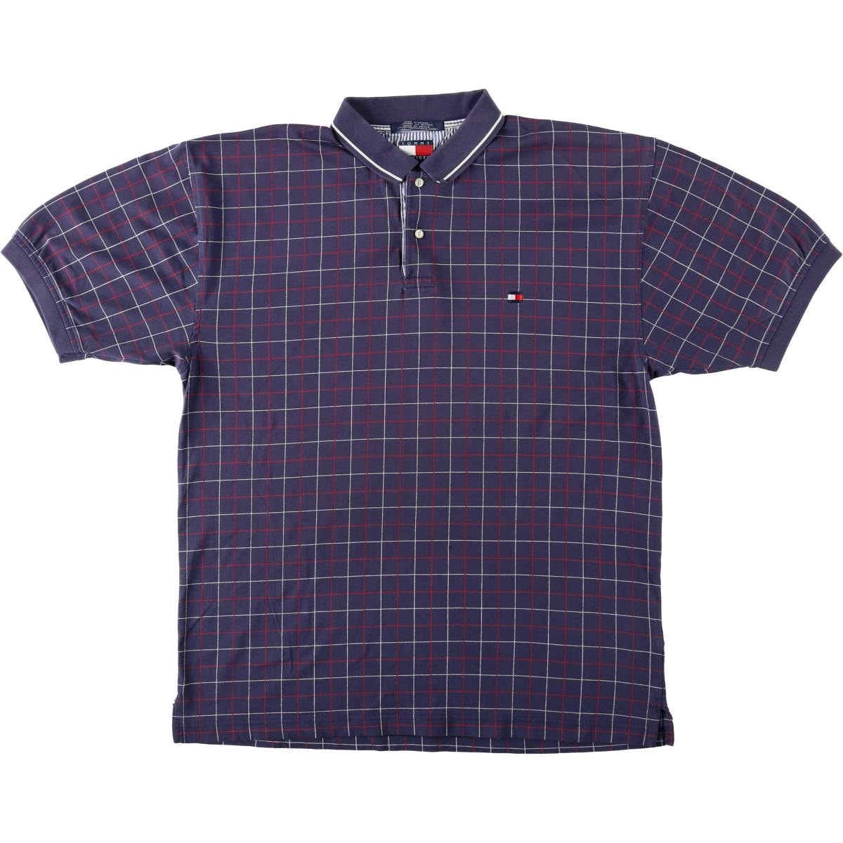 古着 90年代~ トミーヒルフィガー TOMMY HILFIGER 半袖 チェック ポロシャツ メンズL相当 ヴィンテージ/eaa643583