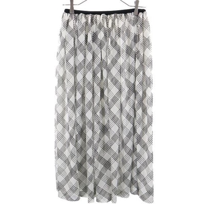 Y's ワイズ 日本製 総柄 ミモレ丈 ギャザー フレアスカート 3 ホワイト系