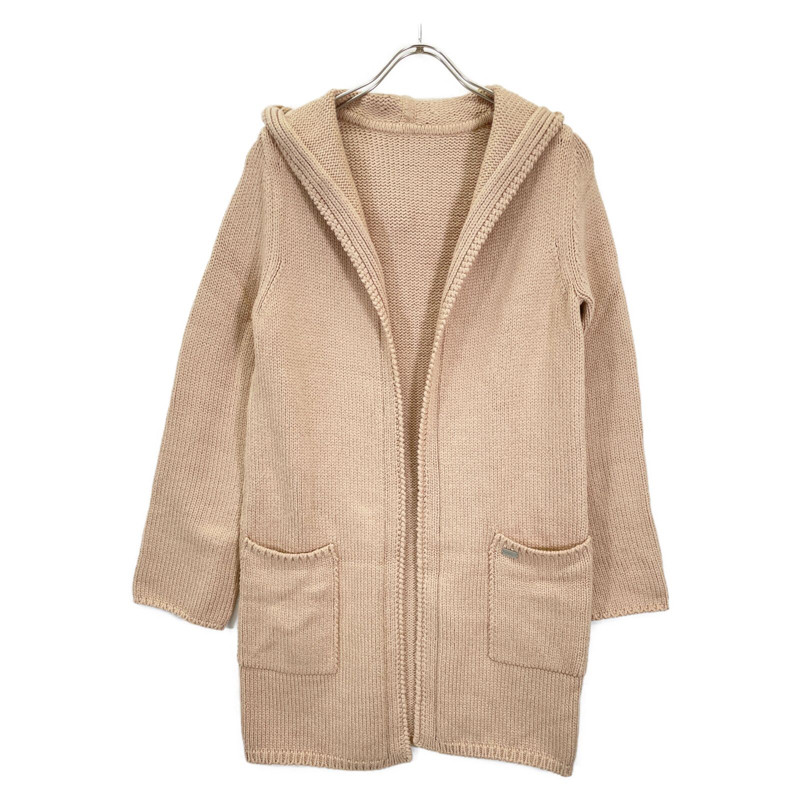 フォクシー ロングカーディガン ニット フード付き ベージュ ロゴプレート 希少✨フォクシー♡フーデットカーディガン コットンニット