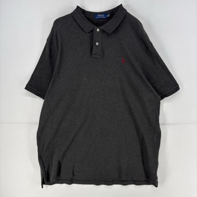 古着 ポロ・ラルフローレン POLO RALPH LAUREN ポロシャツ 大きいサイズ ワンポイント ロゴ 半袖 刺繍 2XL グレー 無地 メンズ