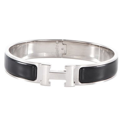 HERMES エルメス クリックH バングル シルバー ブラック【中古】