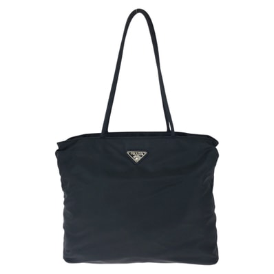 美品 PRADA プラダ テスート 三角ロゴプレート ブラック 黒 シルバー金具 ナイロン ショルダーバッグ トートバッグ 604076 【中古】