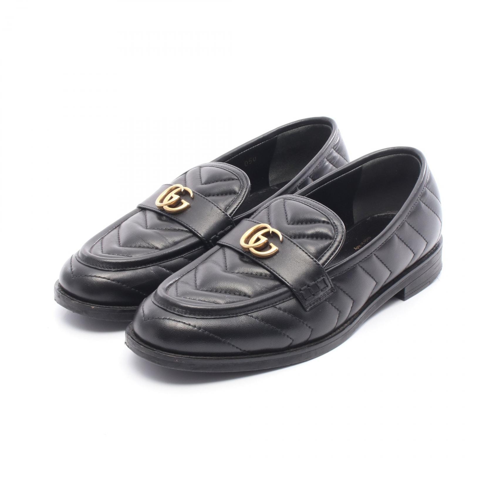 グッチ GUCCI GGマーモント ローファー 靴 レザー レディース ブラック系 670399 【中古】