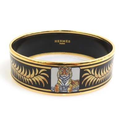 エルメス HERMES バングル ブレスレット エマイユ メタル/エナメル ゴールド/ブラック レディース【中古】 e61952j