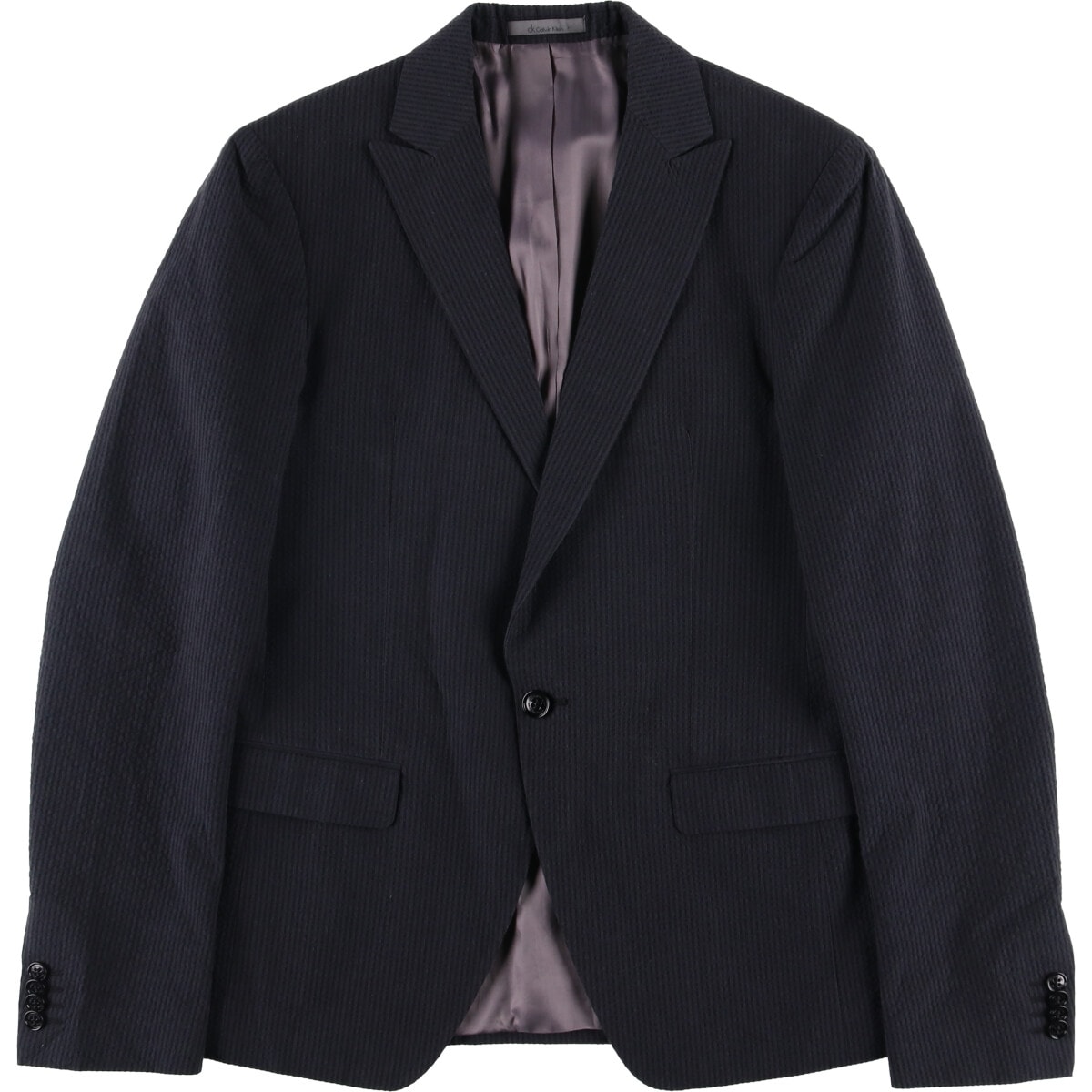 古着 カルバンクライン Calvin klein CK Calvin klein シアサッカー ピークドラペル ストライプ柄 ウールテーラードジャケット メンズS相当/evb010451