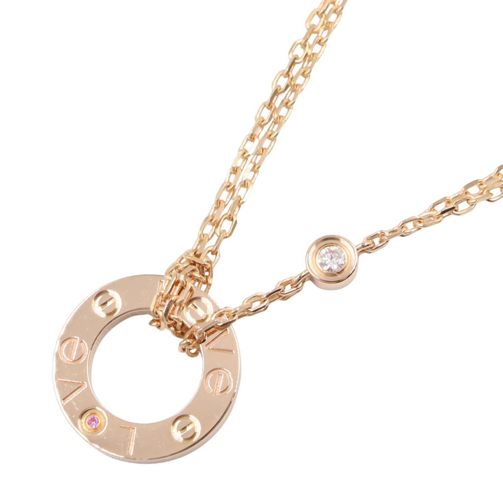 カルティエ CARTIER ラブサークル ネックレス 2PD ネックレス ジュエリー K18PG(ピンクゴールド) ダイヤモンド レディース ゴールド系 / クリア系 / ピンク系 B7224509 【中古】