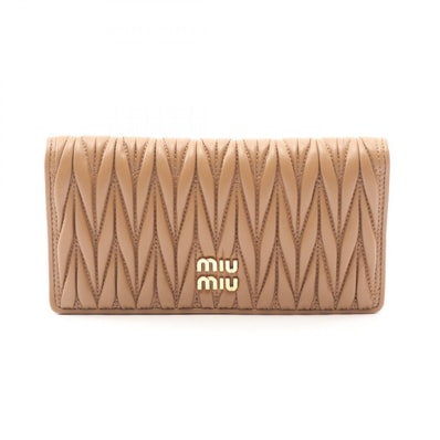 ミュウ ミュウ Miu Miu マテラッセ 二つ折り長財布 財布 レザー レディース ブラウン系 5MV027 【中古】