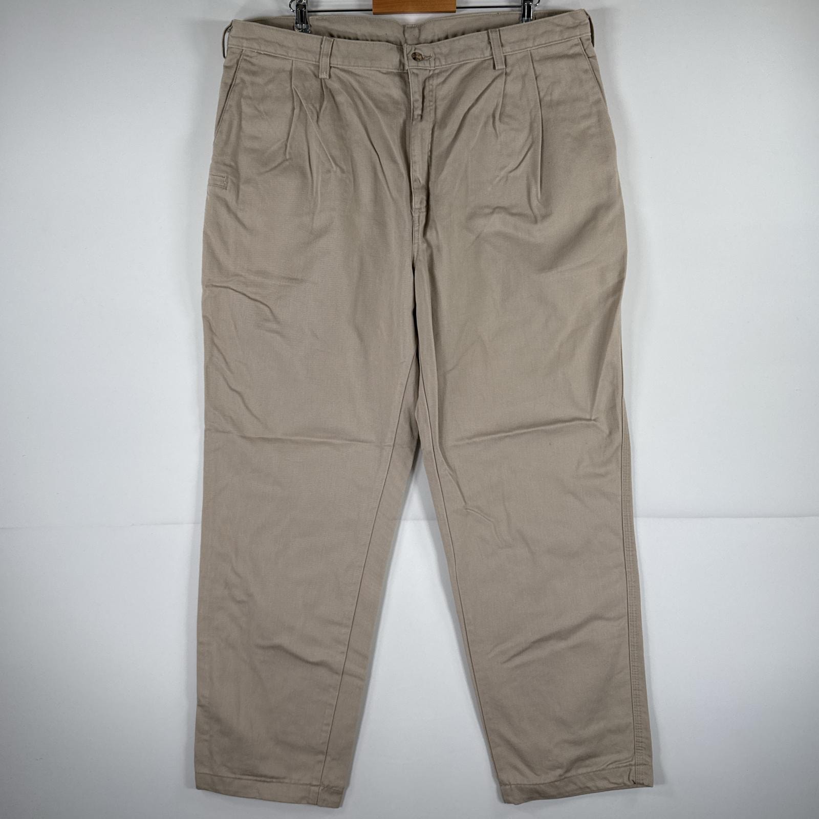 古着 カーハート Carhartt ワークパンツ 作業着 チノパン ワンポイント ロゴ ストレート 大きいサイズ w42 L32  ベージュ メンズ