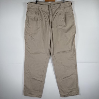 古着 カーハート Carhartt ワークパンツ 作業着 チノパン ワンポイント ロゴ ストレート 大きいサイズ w42 L32 ベージュ メンズ