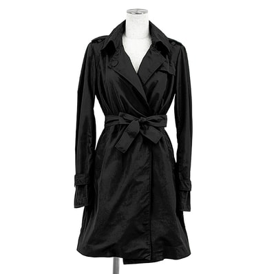 SALE【美品】MONCLER モンクレール トレンチコート サイズ 1 レディース ポリエステル100% FLAVE フレーヴ 軽量 スプリングコート ライト アウター ベルト付属 ブラック 黒 ルーマニア製