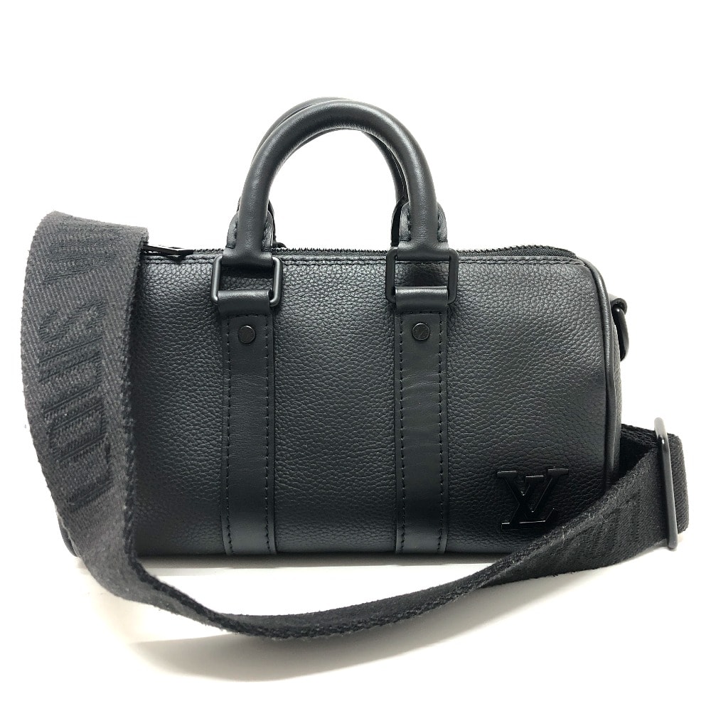 ルイヴィトン LOUIS VUITTON キーポルXS M80950 アエログラム 2WAY ショルダーバッグ ミニ ボストンバッグ トリヨンレザー ブラック 美品