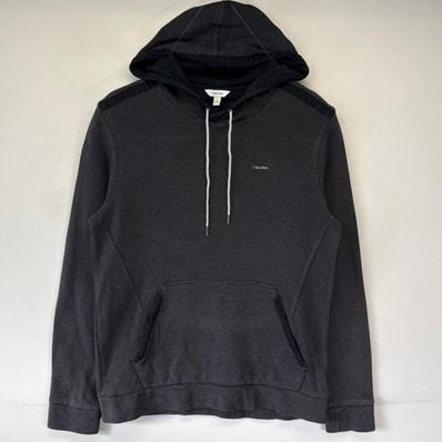 古着 カルバンクライン Calvin Klein パーカー プルオーバー ワンポイントロゴプリント フーディー M ブラック メンズ