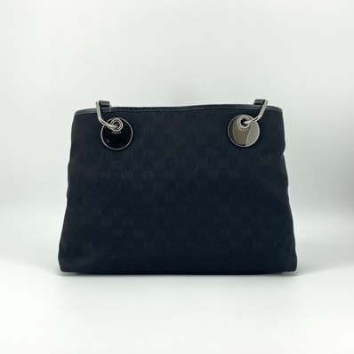 GUCCI(グッチ) GGキャンバス エクリプス レザー 120837 トートバッグ ブラック×シルバー