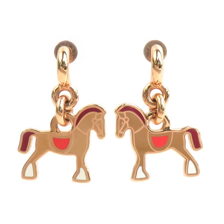 エルメス HERMES ピアス シュヴァル グランド パラード メタル ローズゴールド レディース【中古】 r11166a