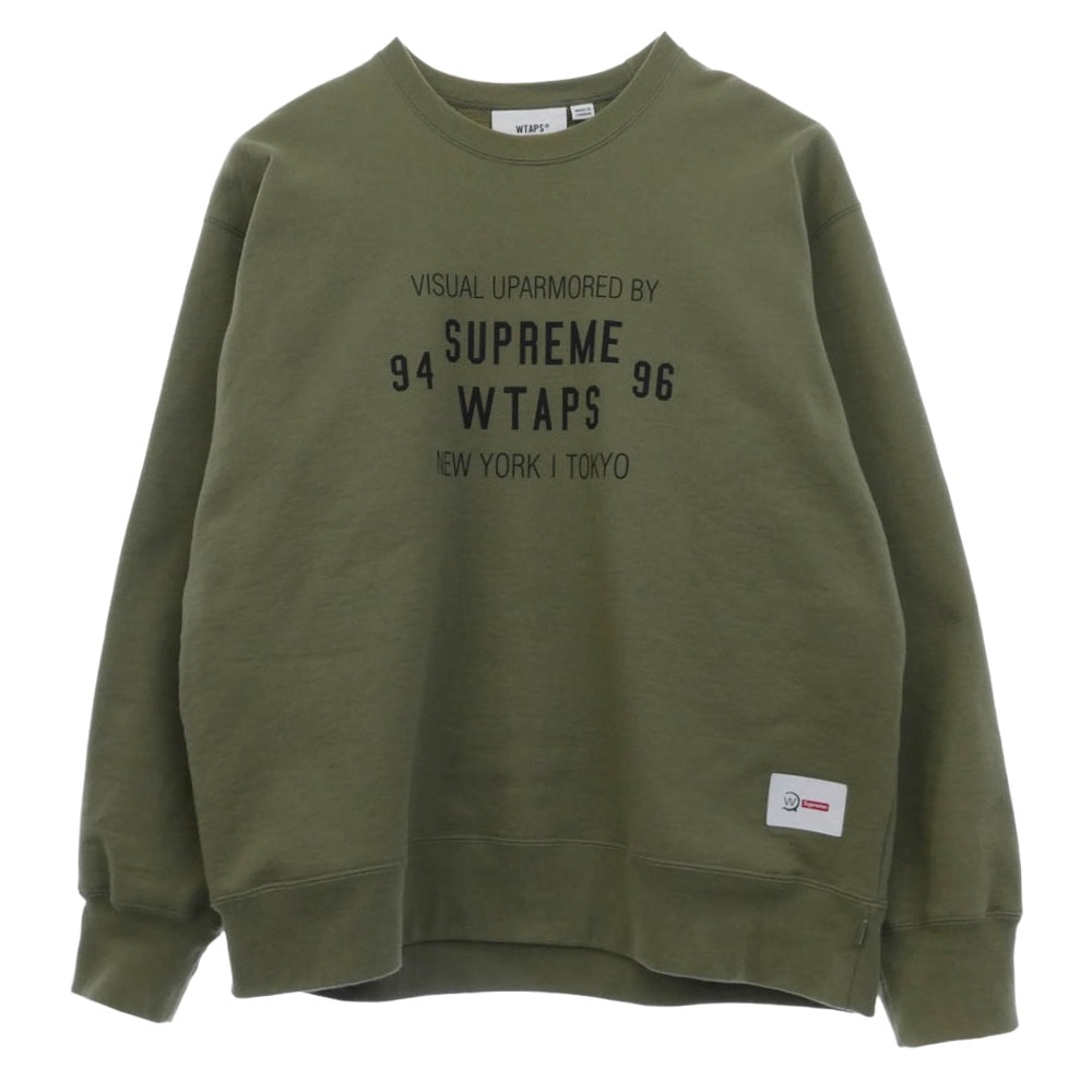 Supreme シュプリーム スウェット 21AW Crewneck クルーネック 長袖 スウェット トレーナー カーキ系 XL【中古】