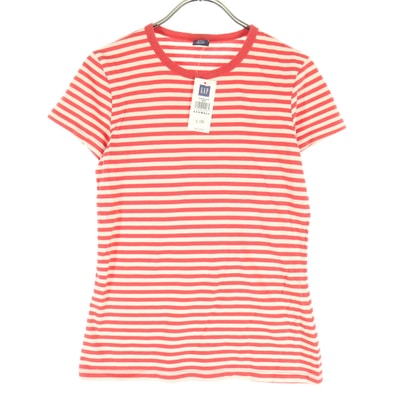 未使用 GAP ギャップ コットン バイカラー ボーダー柄 半袖 Tシャツ XXS レッド