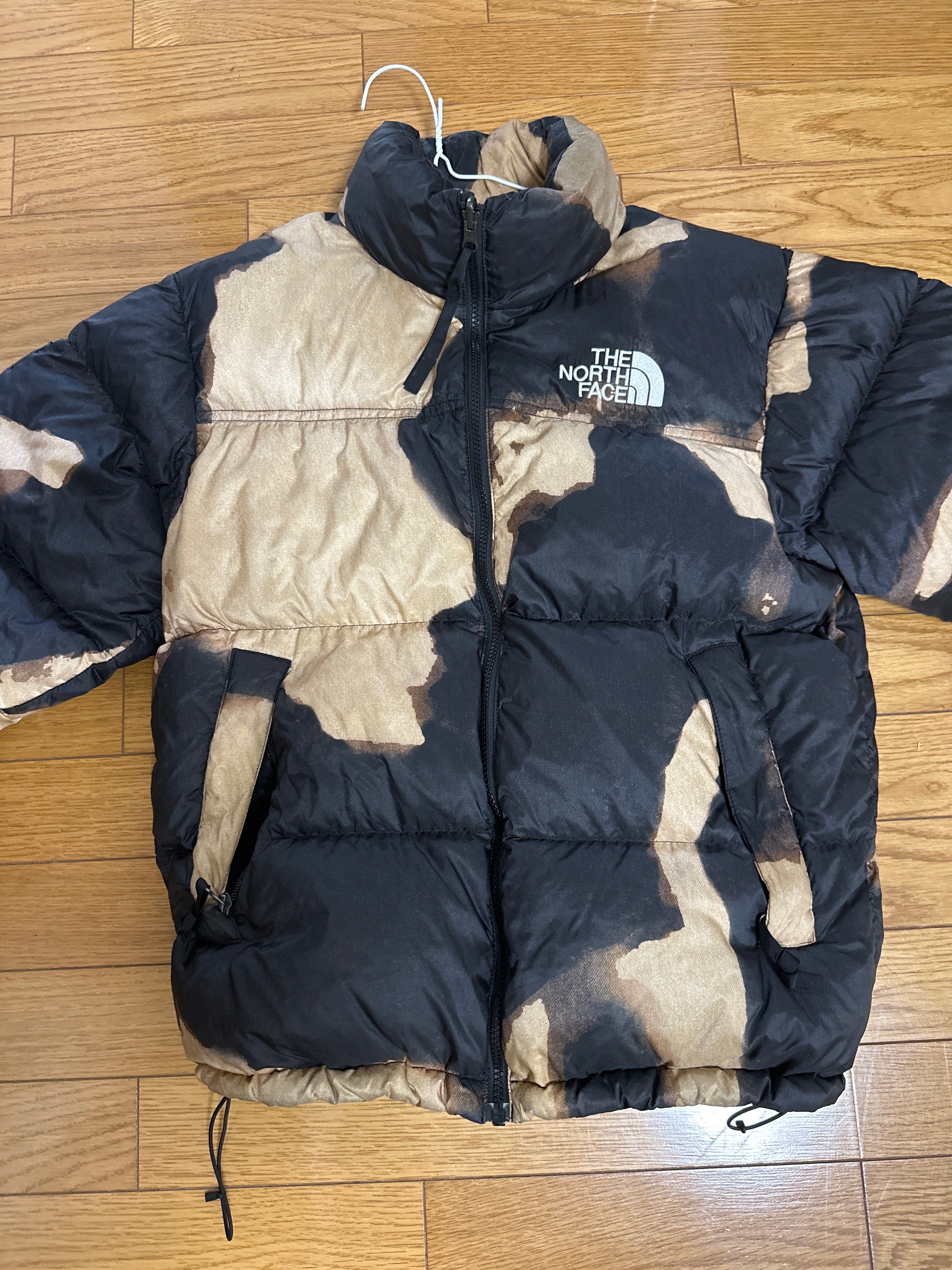 Supreme x The North Face Bleached Denim Print Nuptse Jacket "Black"
