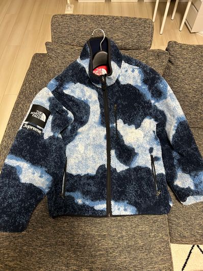 Supreme x The North Face Bleached Denim Print Fleece Jacket "Indigo"