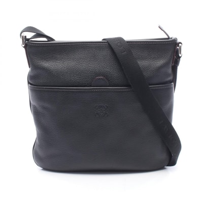 ロエベ LOEWE アナグラム ショルダーバッグ バッグ レザー メンズ ブラック系 【中古】