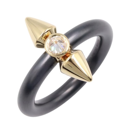 ティファニー TIFFANY&CO タイタン by ファレル ウィリアムス ダイヤ リング 1PD リング・指輪 ジュエリー K18(イエローゴールド) ダイヤモンド チタン レディース ゴールド系 / ブラック系 / クリア系 【中古】