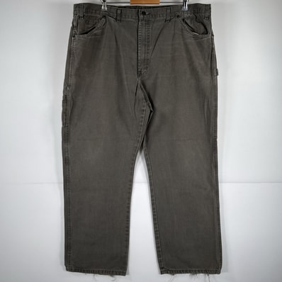 古着 ディッキーズ Dickies ワークパンツ ダック ペインターパンツ 作業着 ワンポイント ロゴ ストレート 大きいサイズ w44 L32 オリーブグリーン メンズ