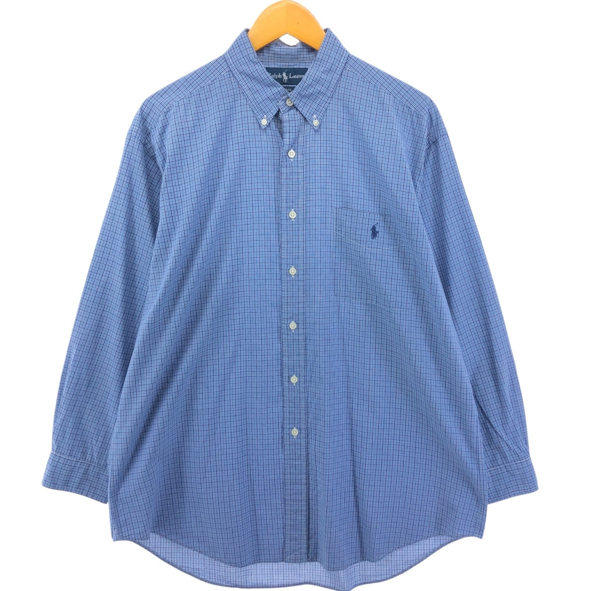 古着 ラルフローレン Ralph Lauren BLAKE 長袖 ボタンダウンチェックシャツ メンズL相当/eaa550413