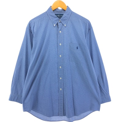 古着 ラルフローレン Ralph Lauren BLAKE 長袖 ボタンダウンチェックシャツ メンズL相当/eaa550413