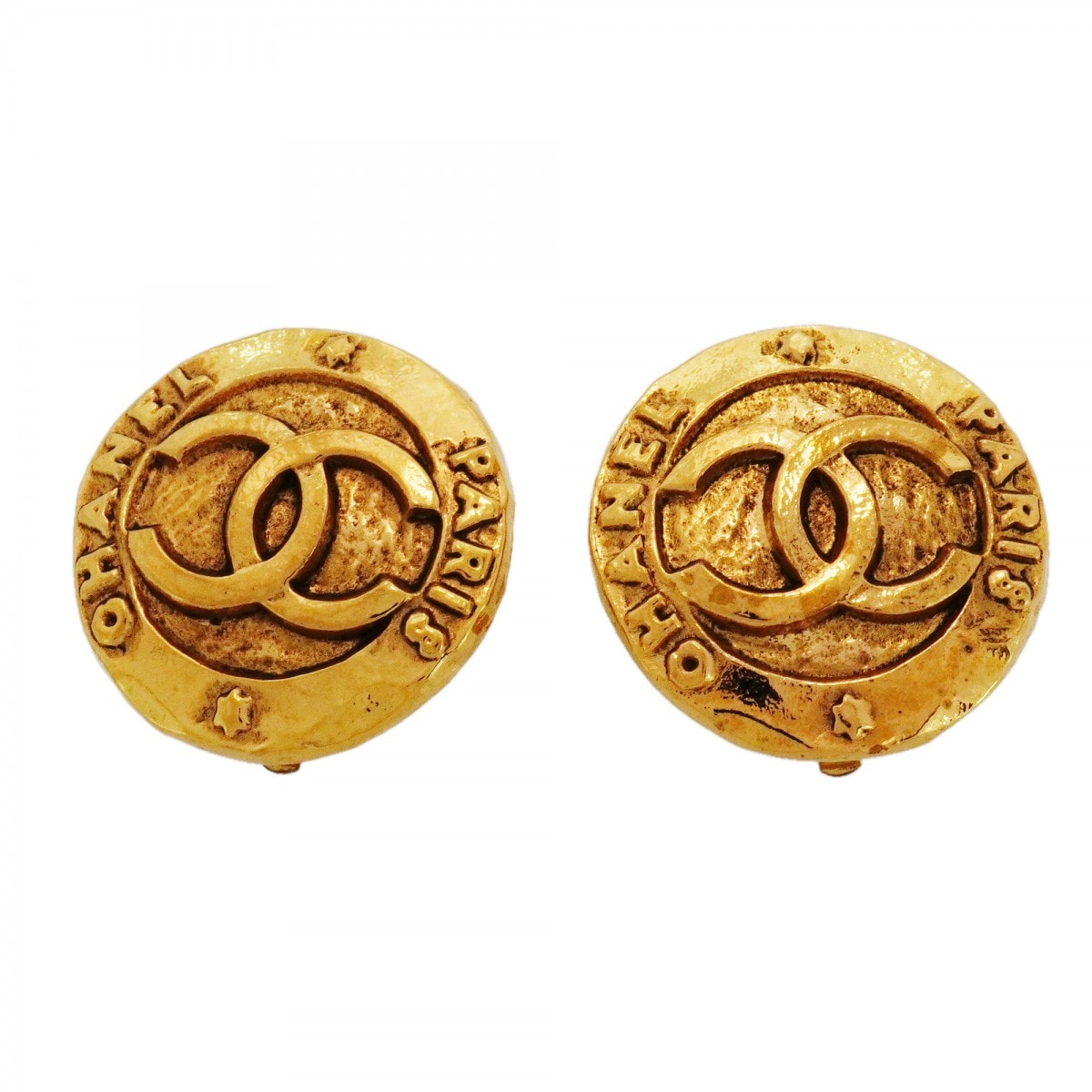 【6jdb0128-k】シャネル イヤリング ヴィンテージ ココマーク 丸型 サークル GPメッキ ゴールド【中古】レディース