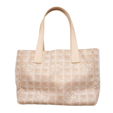 【6dd5303-k】シャネル トートバッグ ニュートラベル ナイロン ベージュ シルバー金具【中古】レディース