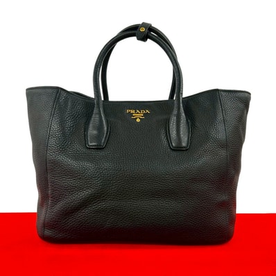 PRADA プラダ ロゴ 金具 レザー トートバッグ ブラック
28757