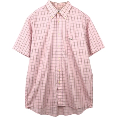 古着 ラコステ LACOSTE 半袖 ボタンダウン チェックシャツ メンズXL相当/eaa655918