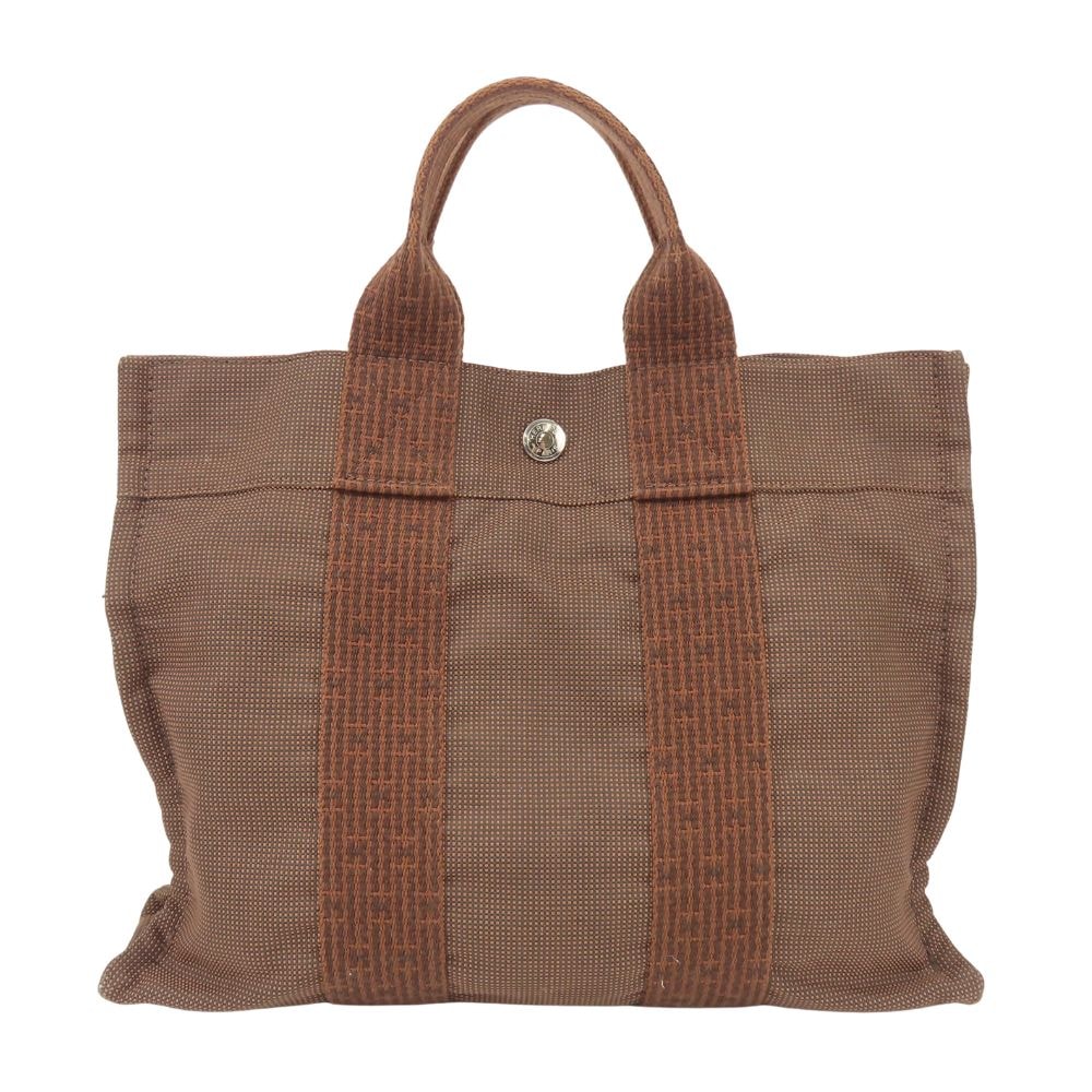 【中古】 エルメス トートバッグ エールラインPM キャンバス ブラウン 新金具 普段使い レディース 女性 HERMES