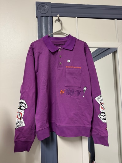 Chrome Hearts Matty Boy "I Want More Not Less" L/S Polo Shirt "Purple"