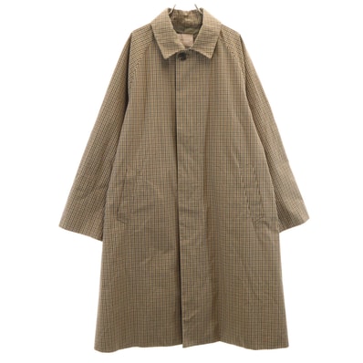 BEAMS LIGHTS ビームスライツ チェック柄 ステンカラーコート L ベージュ
