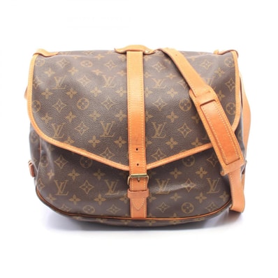 ルイ・ヴィトン LOUIS VUITTON ソミュール35 モノグラム ショルダーバッグ バッグ PVCコーティングキャンバス レザー レディース ブラウン系 M42254 【中古】