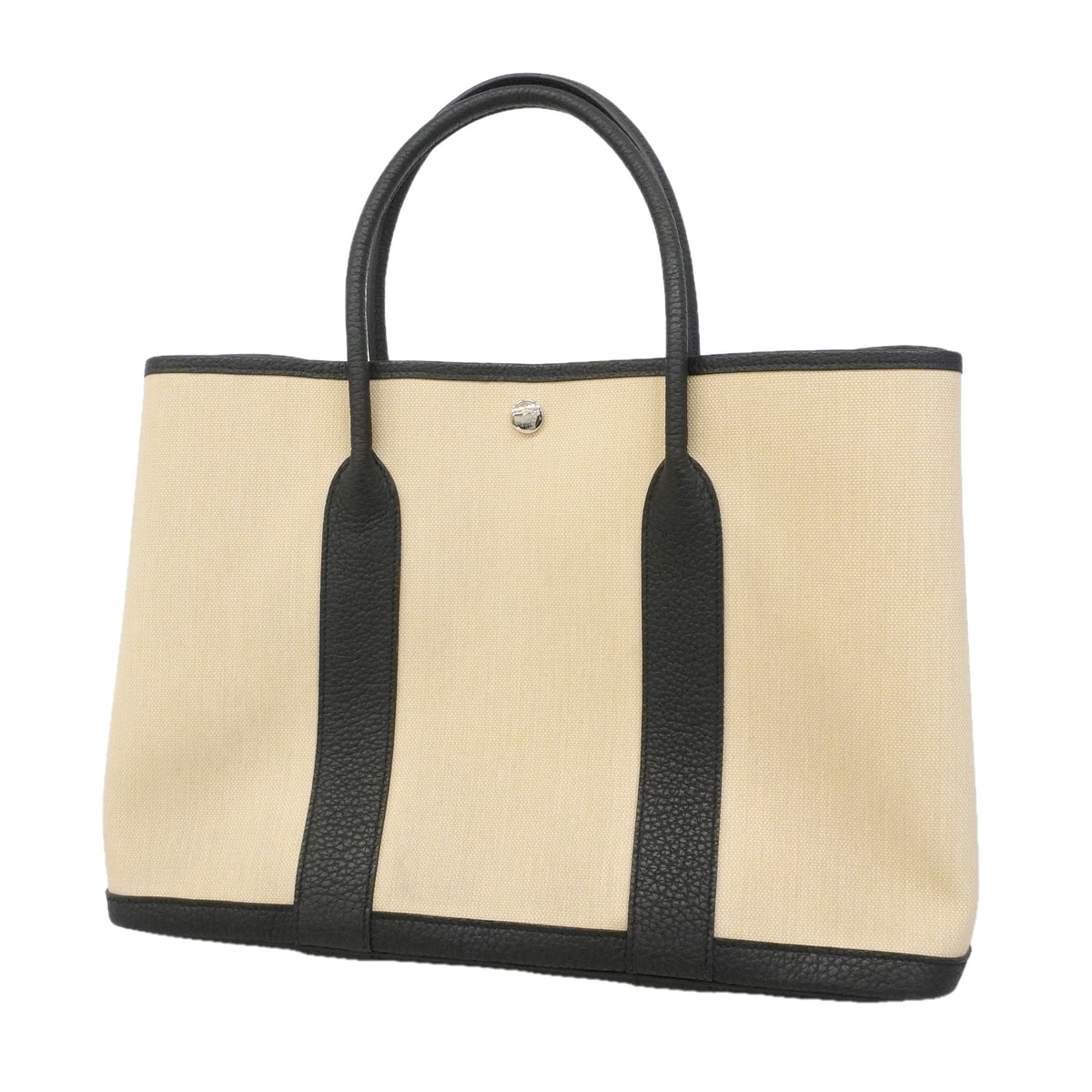 ★SALE【6hd3143】エルメス トートバッグ ガーデンパーティPM トワルミリタリー ブラック シルバー金具 B刻印【中古】レディース