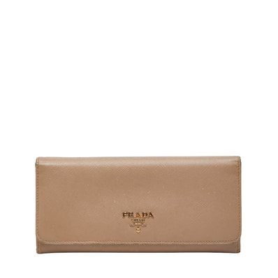 プラダ ロゴ 長財布 1M1132 ベージュ サフィアーノレザー レディース PRADA 【中古】