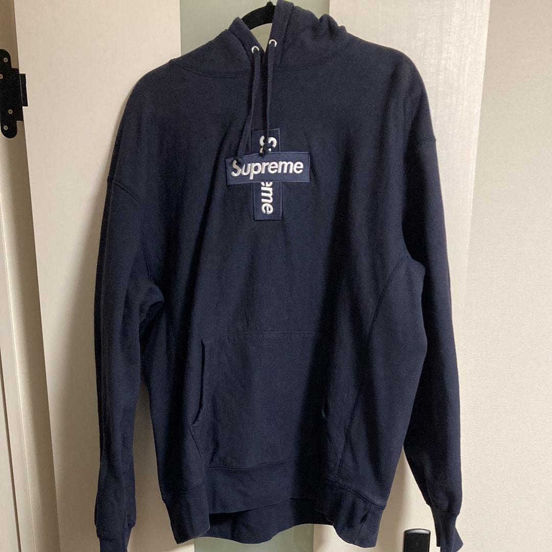 Supreme Cross Box Logo Hooded Sweatshirt "Navy"