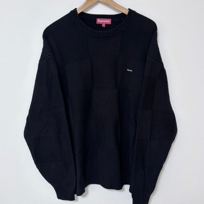 Supreme Tonal Checkerboard Small Box Sweater "Black"