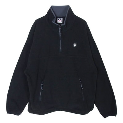 A BATHING APE アベイシングエイプ AAPSWMC363XXP AAPE NOW HALF ZIP FLEECE エーエイプ フリース ハーフジップ プルオーバー ジャケット ブラック系 XL【中古】