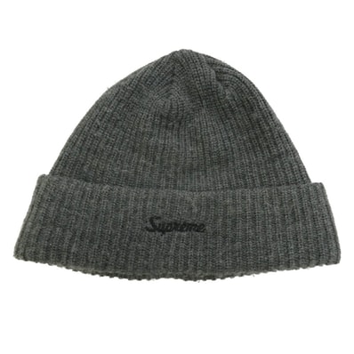 Supreme シュプリーム ワングラム期 Loose Gauge Beanie ロゴ刺繍 ルーズゲージ アクリル ニット帽 ビーニー GRAY BLACK グレー系【中古】
