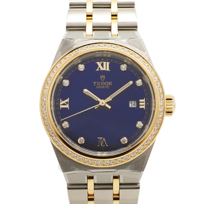 【6wda0007】チュードル ロイヤル 28323 青文字盤【中古】腕時計 レディース