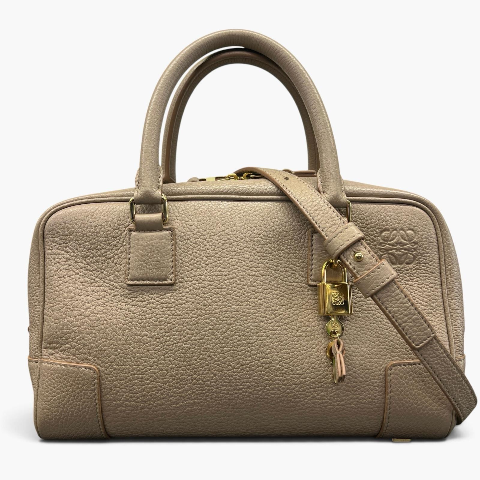 LOEWE 極美品 AMAZONA アマソナ23 2way ハンドバッグ ショルダーバッグ A039N07X02 グレインカーフレザー ベージュ ゴールド金具 クロスボディ Aランク 中古 鑑定済 ロエベバッグ