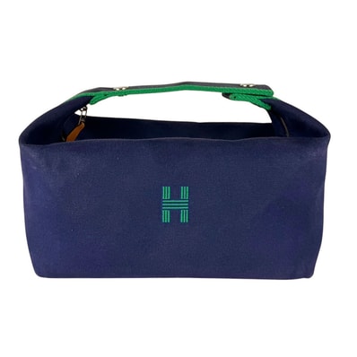 エルメス HERMES ハンドバッグ ブリッド ア ブラックGM キャンバス ブルー/グリーン レディース【中古】 z10719