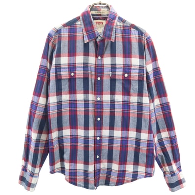 Levi's リーバイス チェック柄 長袖 シャツ S ネイビー
