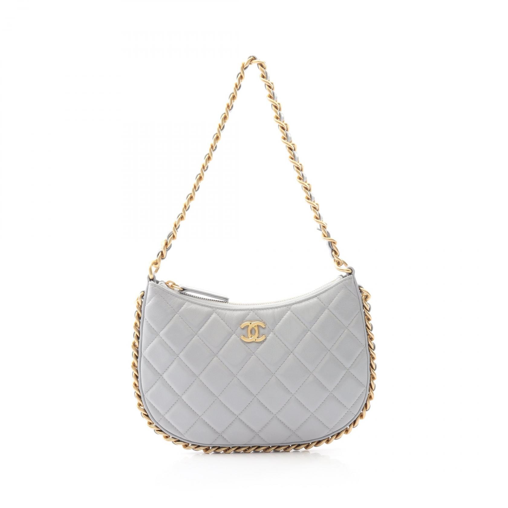 シャネル CHANEL マトラッセ ショルダーバッグ バッグ レザー ラムスキン(羊革) レディース グレー系 AP3486 【中古】