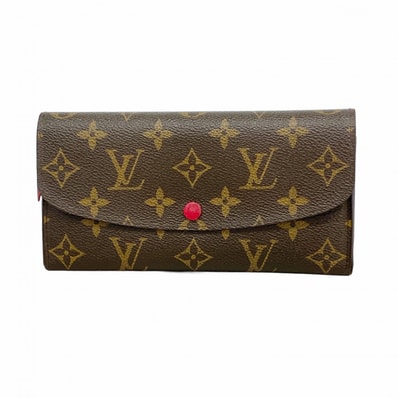 【6dc3502】ルイヴィトン 長財布 モノグラム ポルトフォイユエミリー M60136 ルージュ【中古】レディース